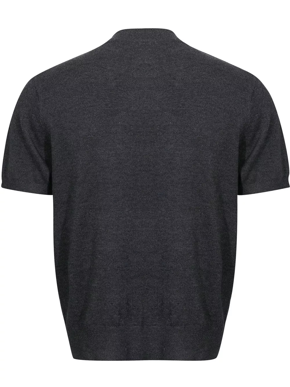 Men's Mock Neck Short Sleeve Knit Top in Khaki, close-up detail