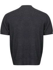 Men's Mock Neck Short Sleeve Knit Top in Khaki, close-up detail