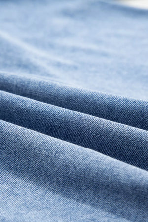 Light wash cotton denim fabric with soft folds