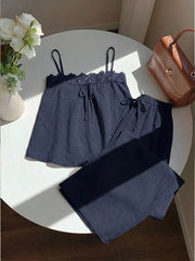 Lace-trimmed Cami With Wide-leg Pants Set