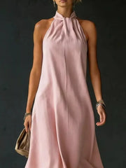 Full Size Halter Neck Maxi Dress Plus Size, fabric detail