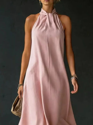 Full Size Halter Neck Maxi Dress Plus Size, fabric detail