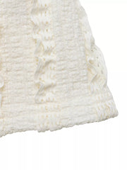 Cream textured maternity t-shirt with ruched detail and puff sleeves