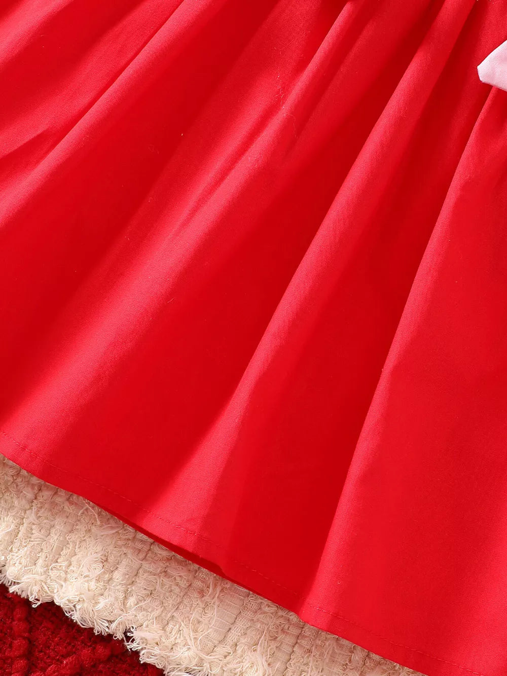 Children's Bow Long Sleeve Dress in Red, back view