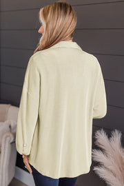 Textured stripe oversized overshirt in Ivory with button cuff sleeves.
