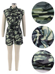 Camo Print Tie-belted Romper