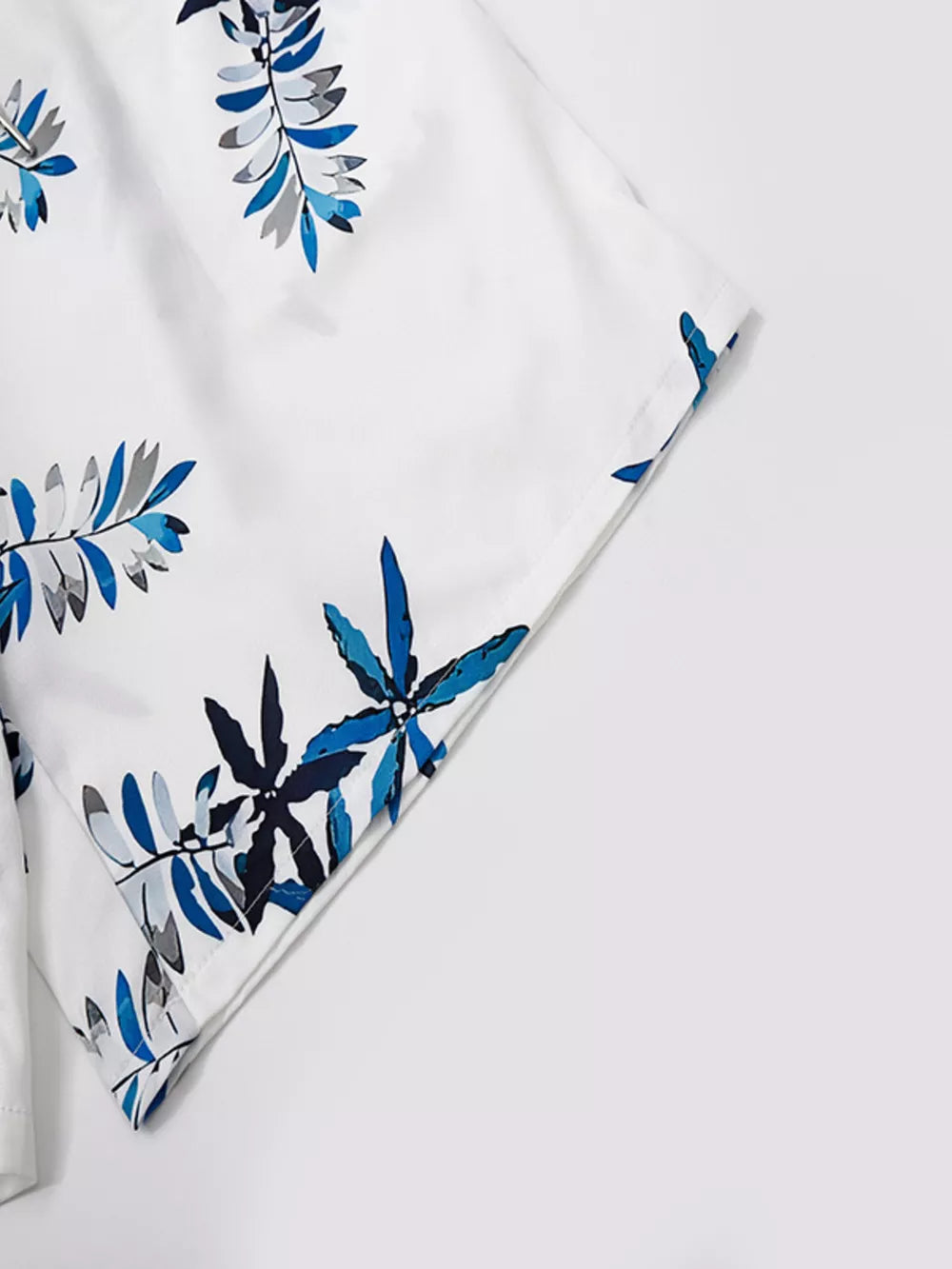 Men's Tropical Print Short Sleeve Shirt And Shorts Set in White, back view