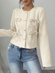 Chic Bow-embellished Cropped Jacket