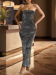 Slit Back Tube Maxi Dress in Burnt Coral, back view