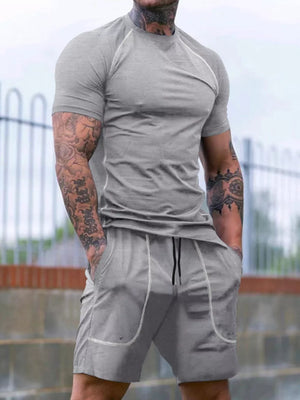 Men's Casual Short Sleeve T-shirt And Shorts Set in Black, view 17