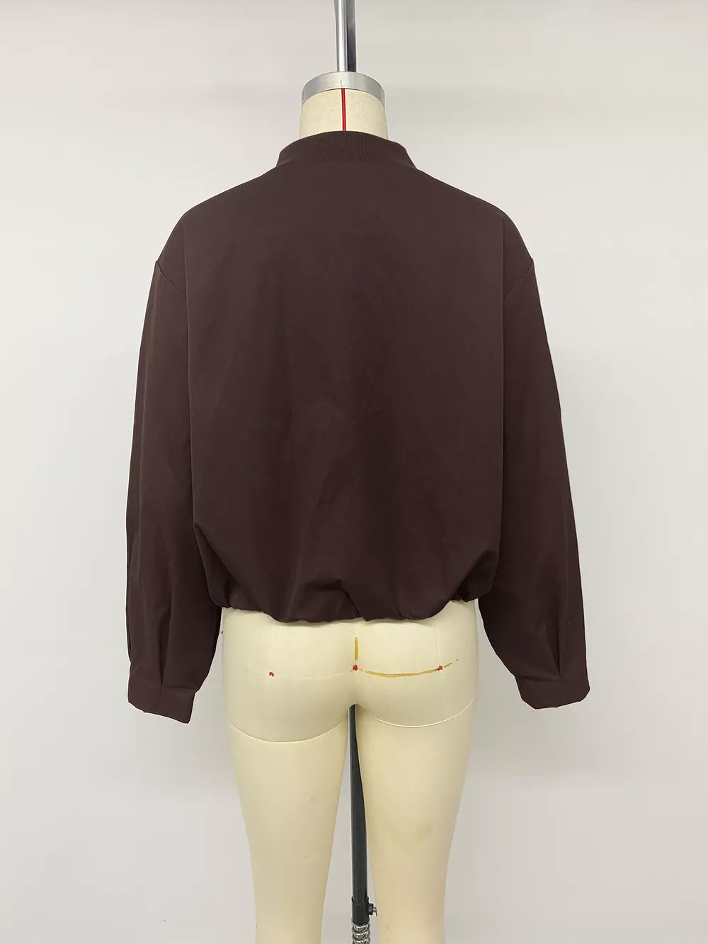 Zip Up Dropped Shoulder Jacket in Coffee Brown, view 14