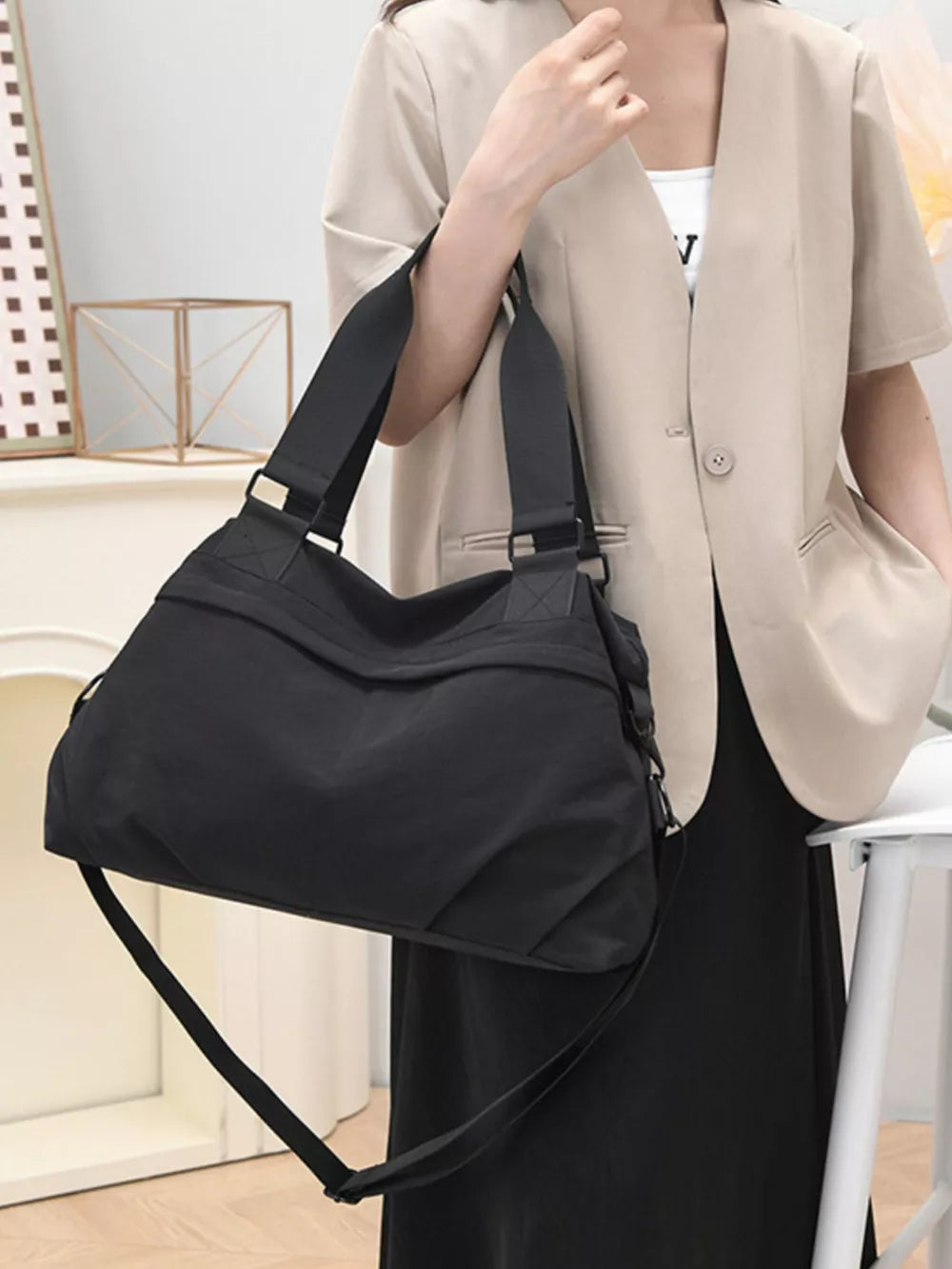 Versatile Nylon Crossbody Bag With Adjustable Strap