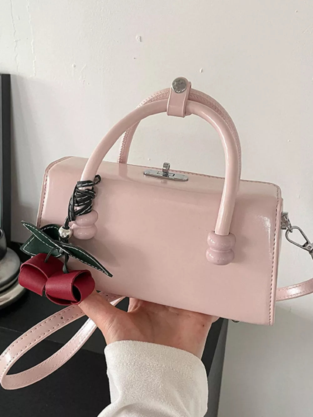 Top Handle Crossbody Bag in Pink, alternate angle