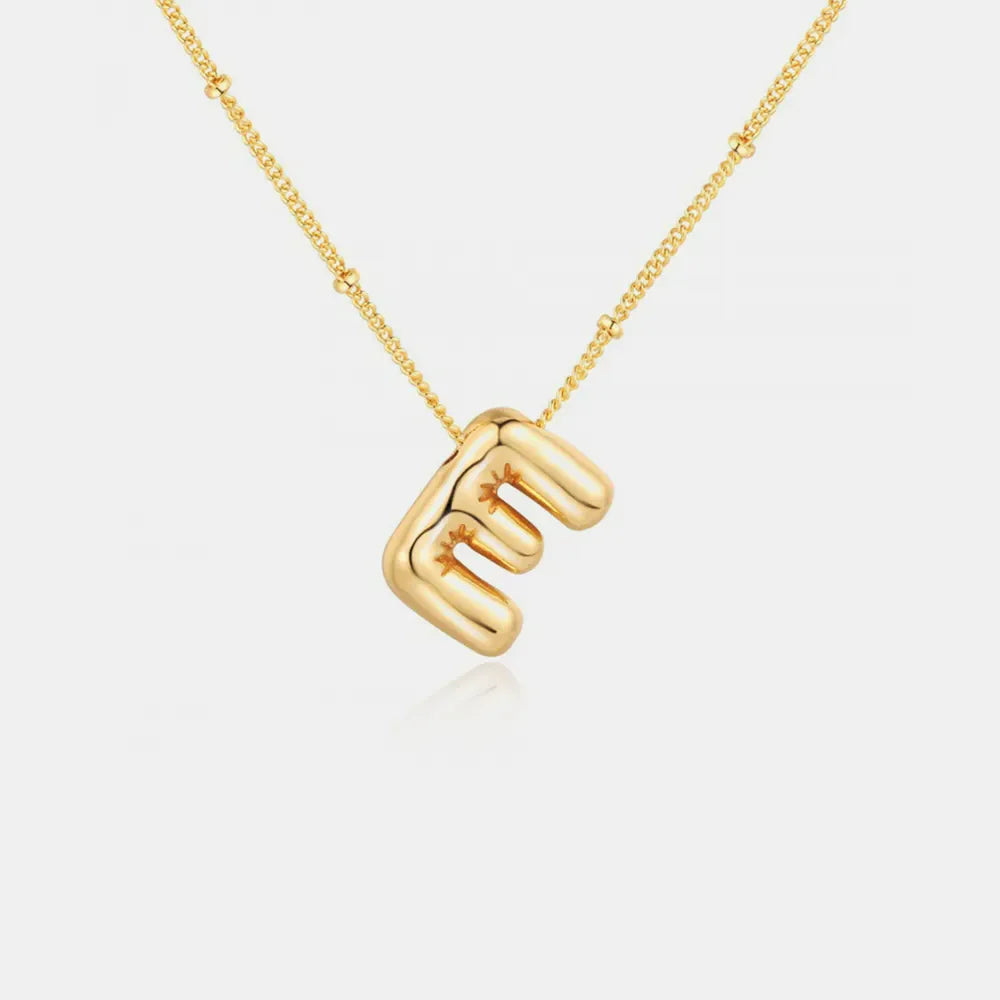 Gold initial pendant necklace with beaded chain