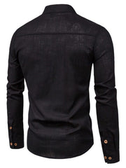 Elegant Mandarin Collar Long Sleeve Shirt