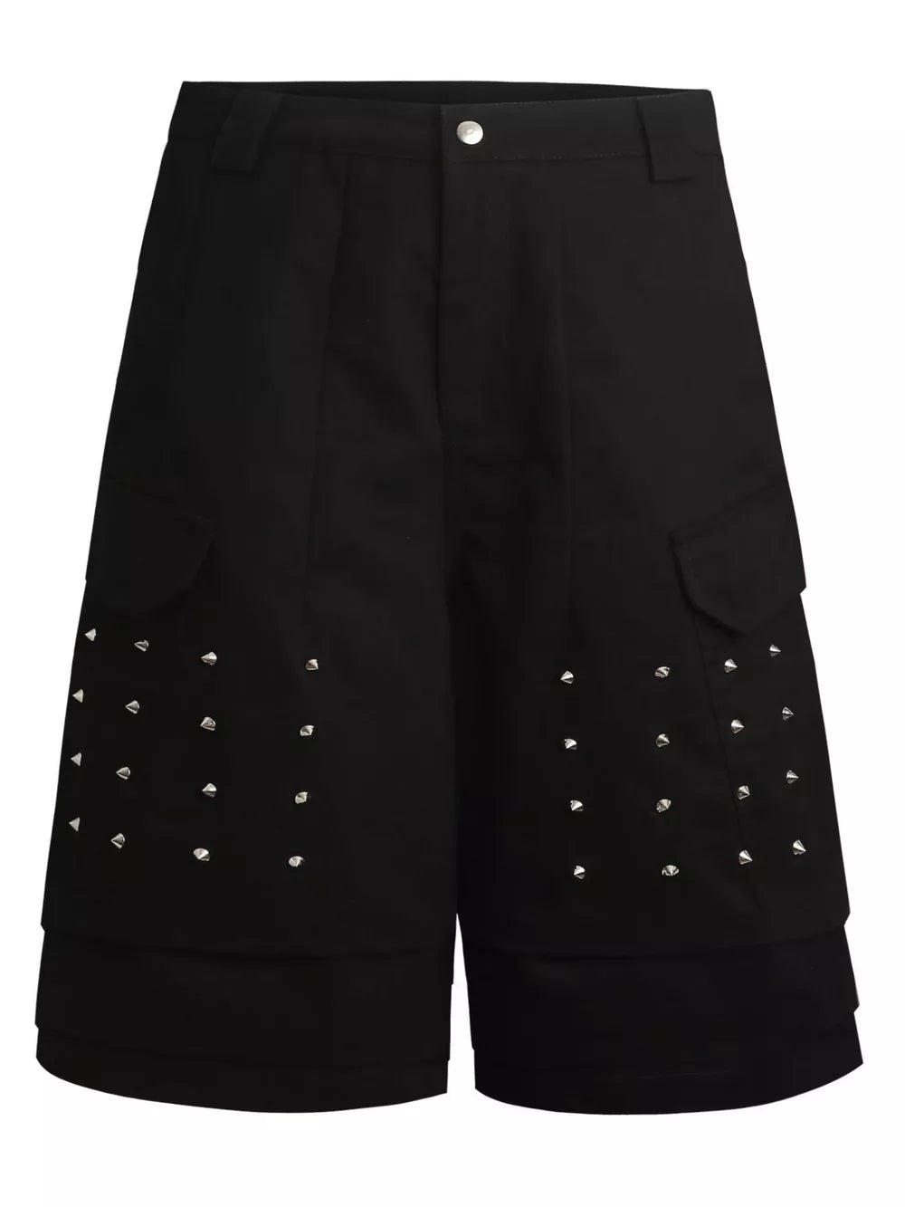 Men's Studded Cargo Capris in Chocolate, close-up detail