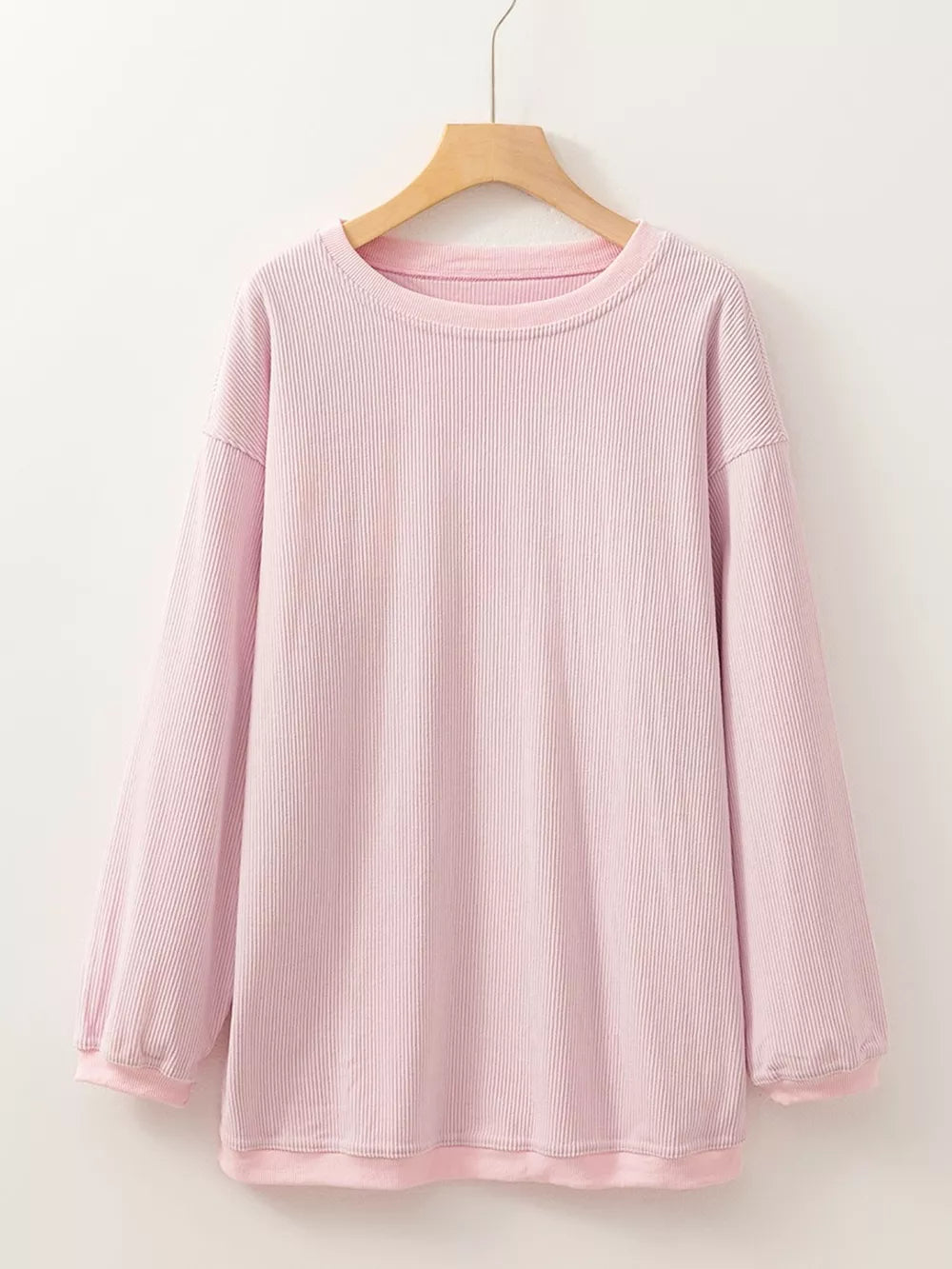 Ribbed Corduroy Oversized Sweatshirt in Dusty Pink, back view