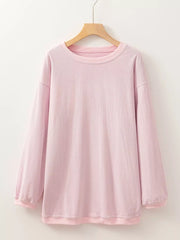 Ribbed Corduroy Oversized Sweatshirt in Dusty Pink, back view