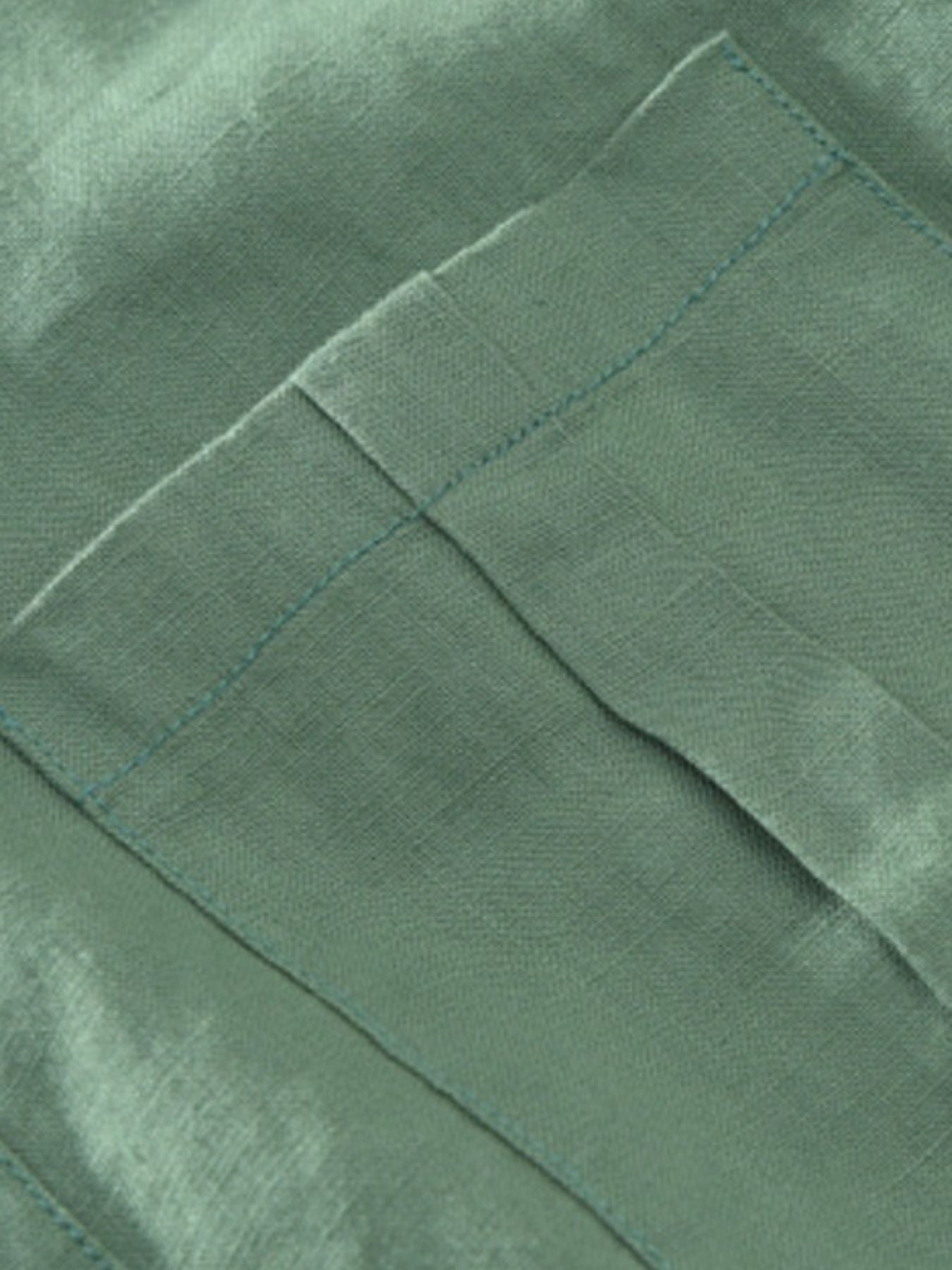 Green cotton blend shirt with button detail and pocket stitching