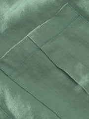 Green cotton blend shirt with button detail and pocket stitching