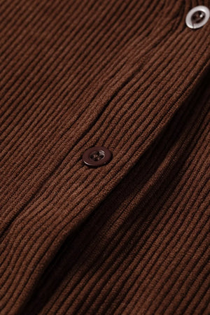Solid Color Ruffle Trim V Neck Corduroy Jacket, editorial view