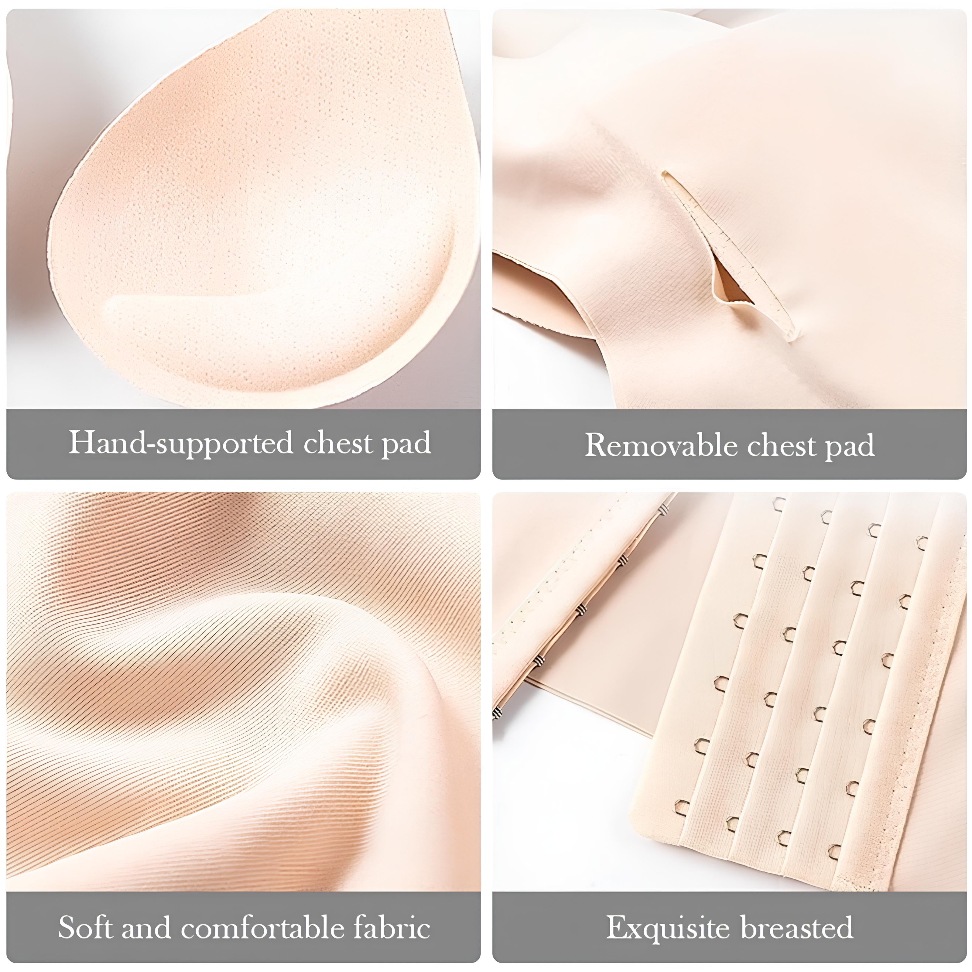 Apricot sculpting bodice tank with removable chest pad and hook-and-eye closure.