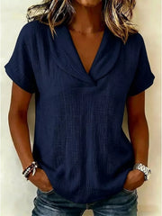 Textured Short Sleeve Plus Size Blouse, back view