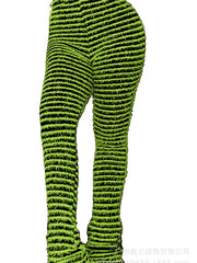 Striped Fuzzy Knit Pants in Army Green, view 14