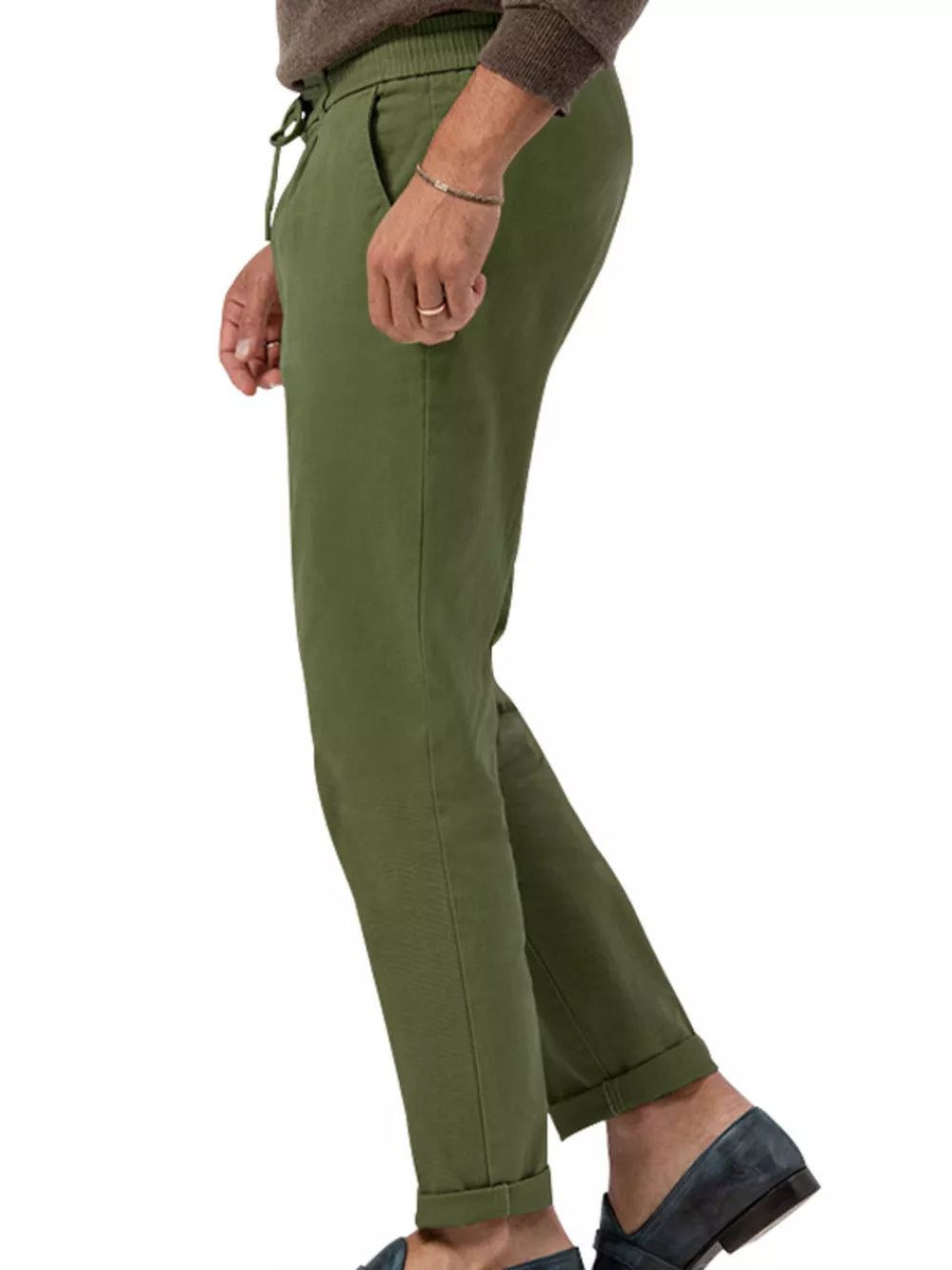 Men's Casual Drawstring Pants Plus Size in Deep Teal, model styling view