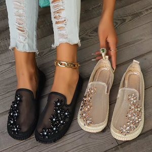 Round Toe Slip-ons in Black, front view