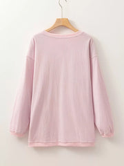 Ribbed Corduroy Oversized Sweatshirt in Dusty Pink, fabric detail