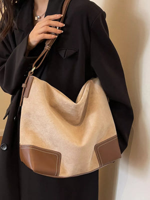 Color Block Shoulder Bag in Khaki, alternate angle