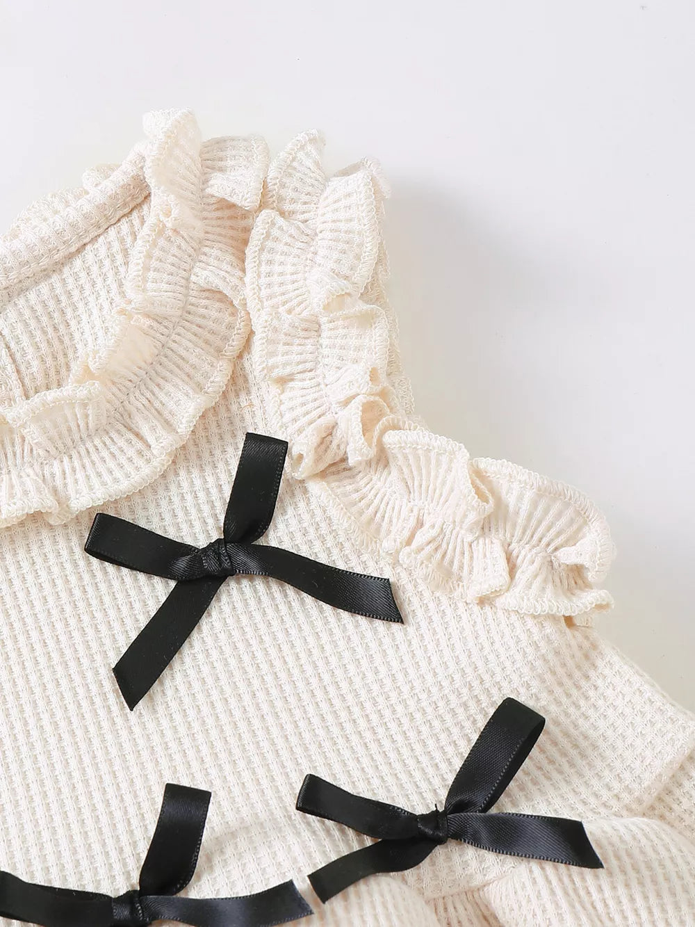 Children's Bow Waffle Knit Top And Pants Set, product detail