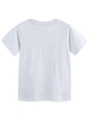 Light grey heather cotton t-shirt with short sleeves and crew neck.
