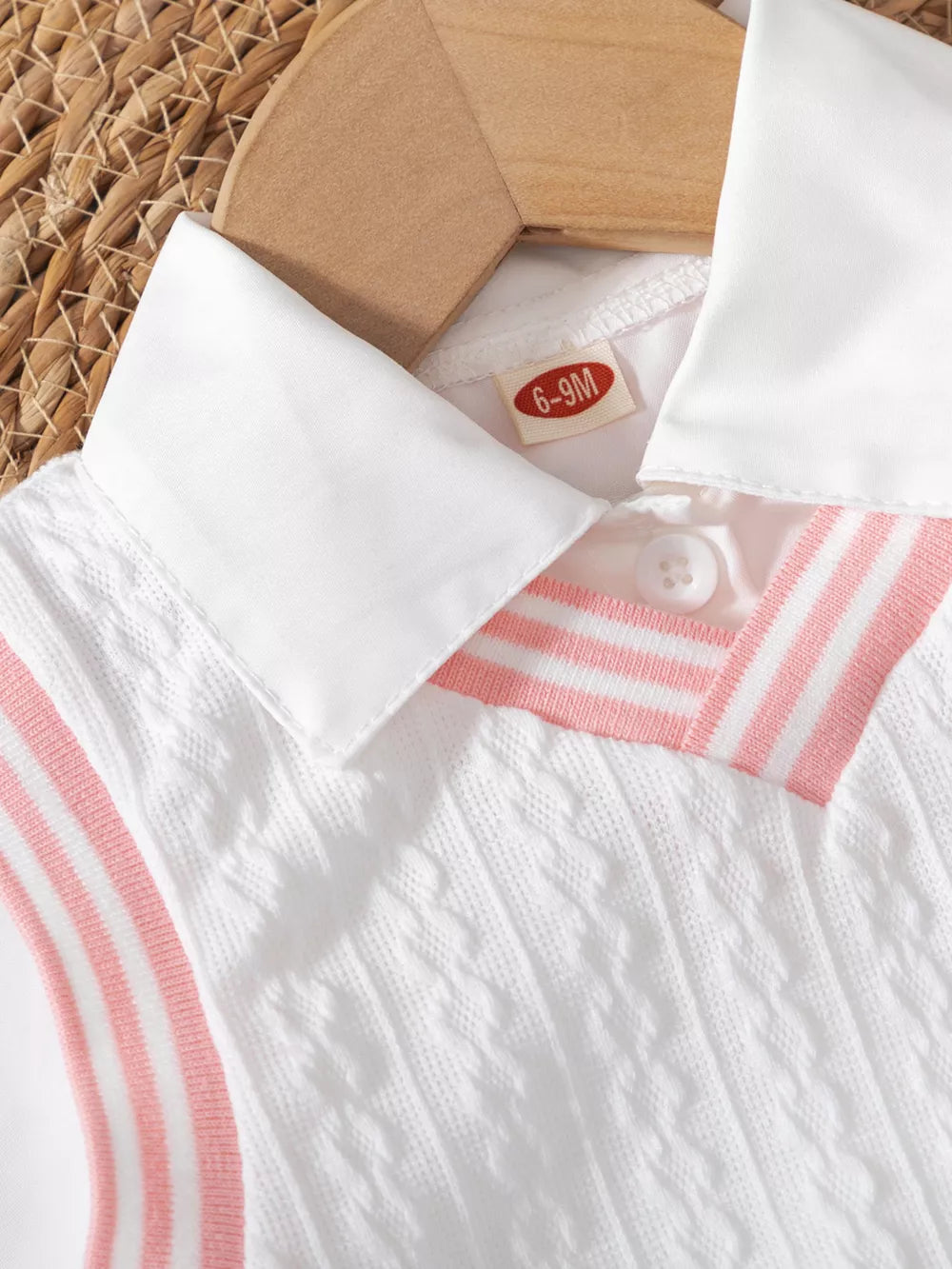Children's Long Sleeve Shirt & Knit Vest And Jeans Set in White, side view
