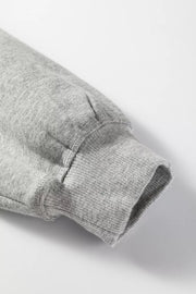 Contrast Rope Drawstring Ruffle Hoodie in Gray, back view