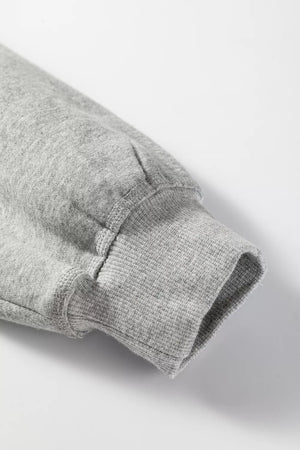 Contrast Rope Drawstring Ruffle Hoodie in Gray, back view