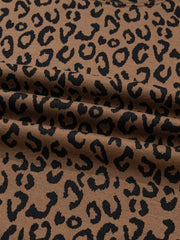Brown leopard print joggers with drawstring detail