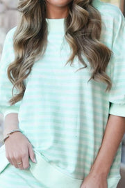 Relaxed Striped Top And Skirt Ensemble