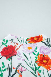 Floral Print 3/4 Puff Sleeve Mini Dress in Floral, fit detail