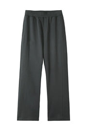 Dark gray seamed lounge trousers with a relaxed fit and elastic waistband.