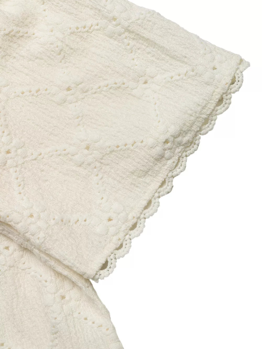 Textured white maternity shirt with lace trim detail