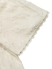 Textured white maternity shirt with lace trim detail
