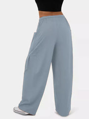 Air Force Blue jeggings with wide legs and cargo pockets, elastic waist