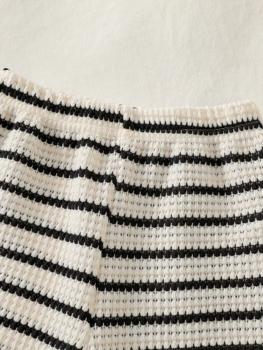 Children's Striped Round Neck Top And Shorts Set, close-up detail