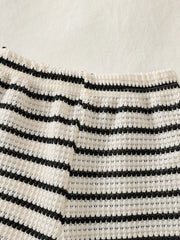 Children's Striped Round Neck Top And Shorts Set, close-up detail