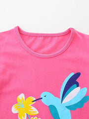 Whimsical Hummingbird Floral Toddler T-shirt