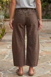 Solid Color Square Patch Pocket Barrel Jeans, side view