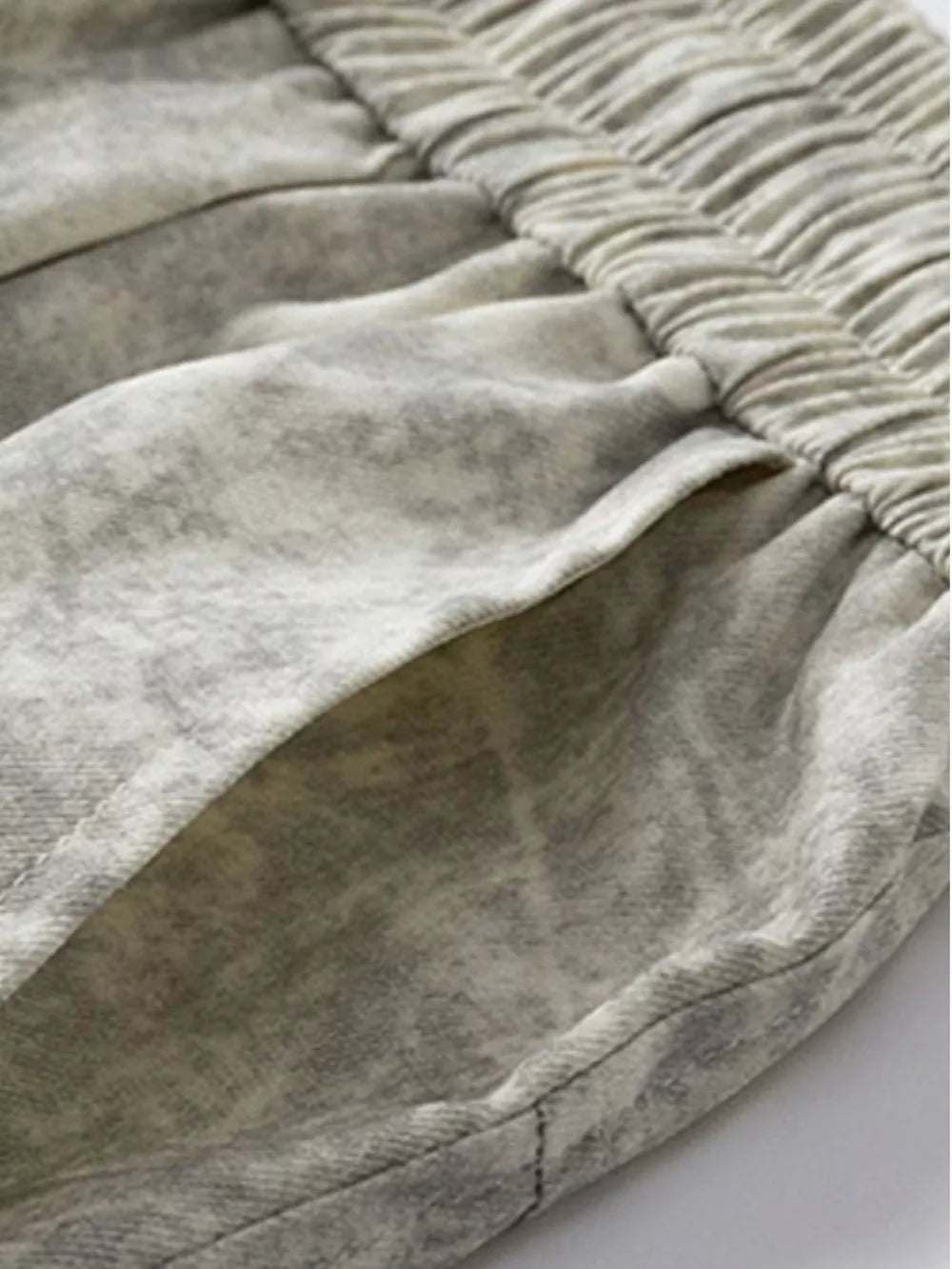 Men's Plus Size Lightweight Textured Shirt And Shorts Set in Beige, close-up detail
