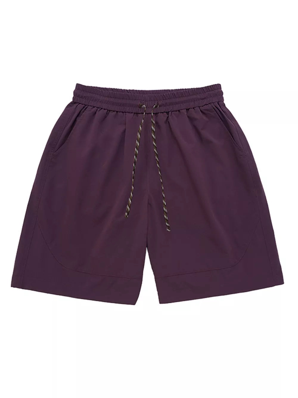 Plum purple chino shorts for men with drawstring and pockets.